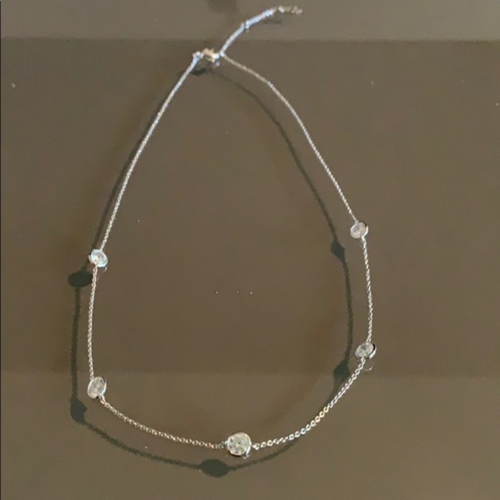Sterling Silver Crystal Station Necklace